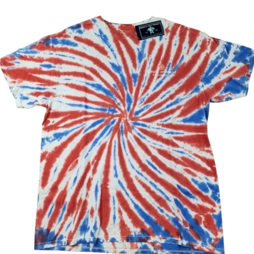 🇺🇸SALE🇺🇸Simply Southern Red, Blue & White Tie-Dye Logo Tee